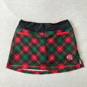 INKnBURN INB Classic Winter plaid design Running Skirt Skort w/shorts sz 10